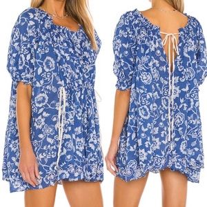 NWT Free People Nora Nightie Dress in Indigo Combo